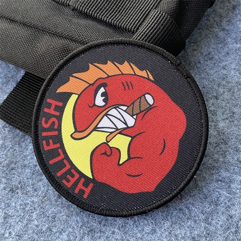 Urban Backpack Tactical - HELLFISH Logo cetak Patch Hook and