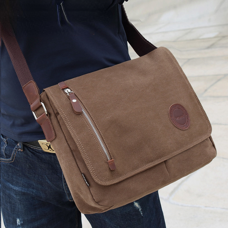 Canvas Backpack Casual - Tas bahu Retro pria, tas selempang